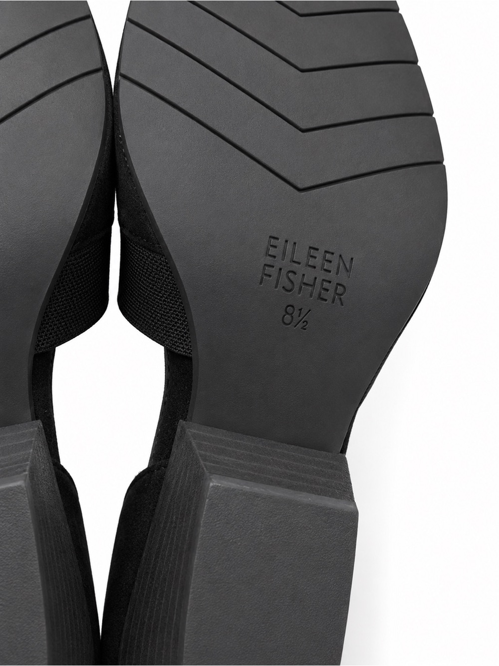 Eileen Fisher 8.5 Black Suede D'Orsay Pointed Toe Block Heel Shoes Minimalist - Picture 5 of 6